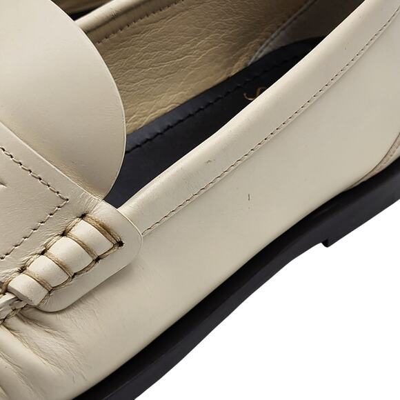 Saint Laurent YSL Monogram Leather Loafers Marble White EU 36.5 US 6.5 - $1050 - Picture 9 of 12